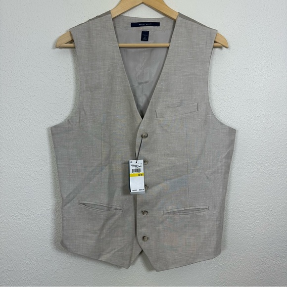 Perry Ellis Mens Vest Large Linen Blend Natural Linen Core NWT - Picture 9 of 14